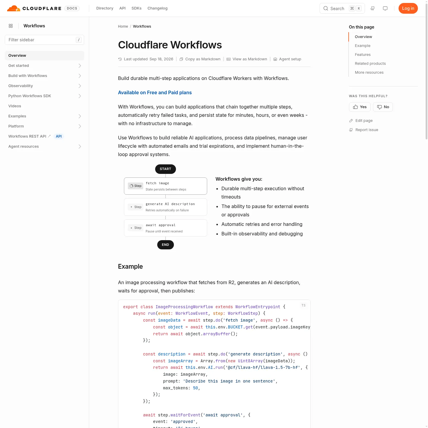 Cloudflare Workflows documentation for durable multi-step applications