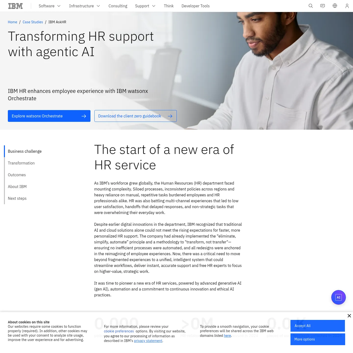 IBM's AskHR case study documenting employee service and human escalation