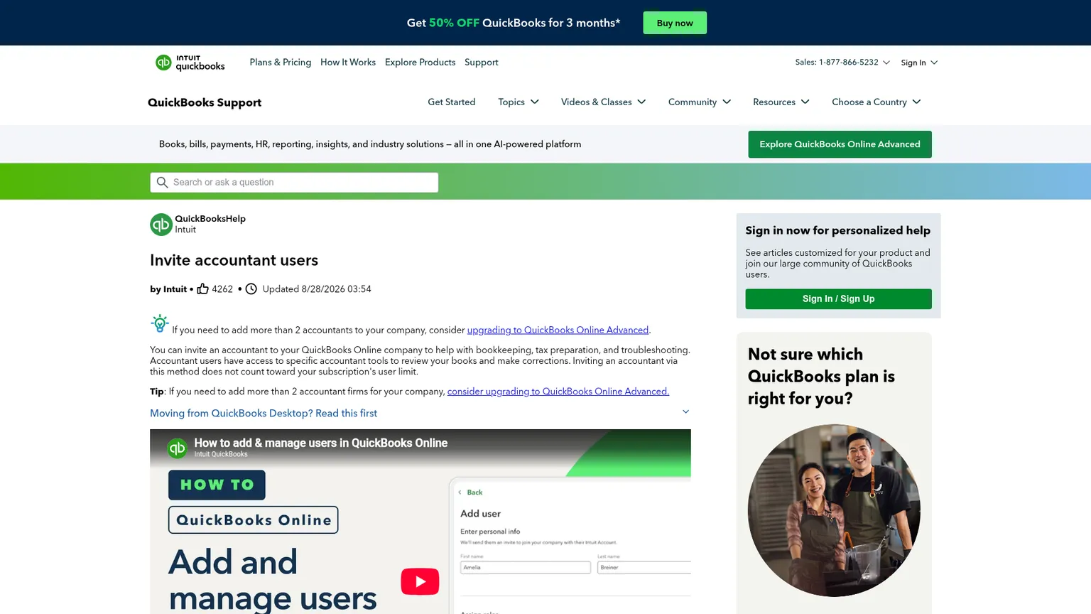 Anleitung von QuickBooks Online zum Einladen eines Accountant-Nutzers