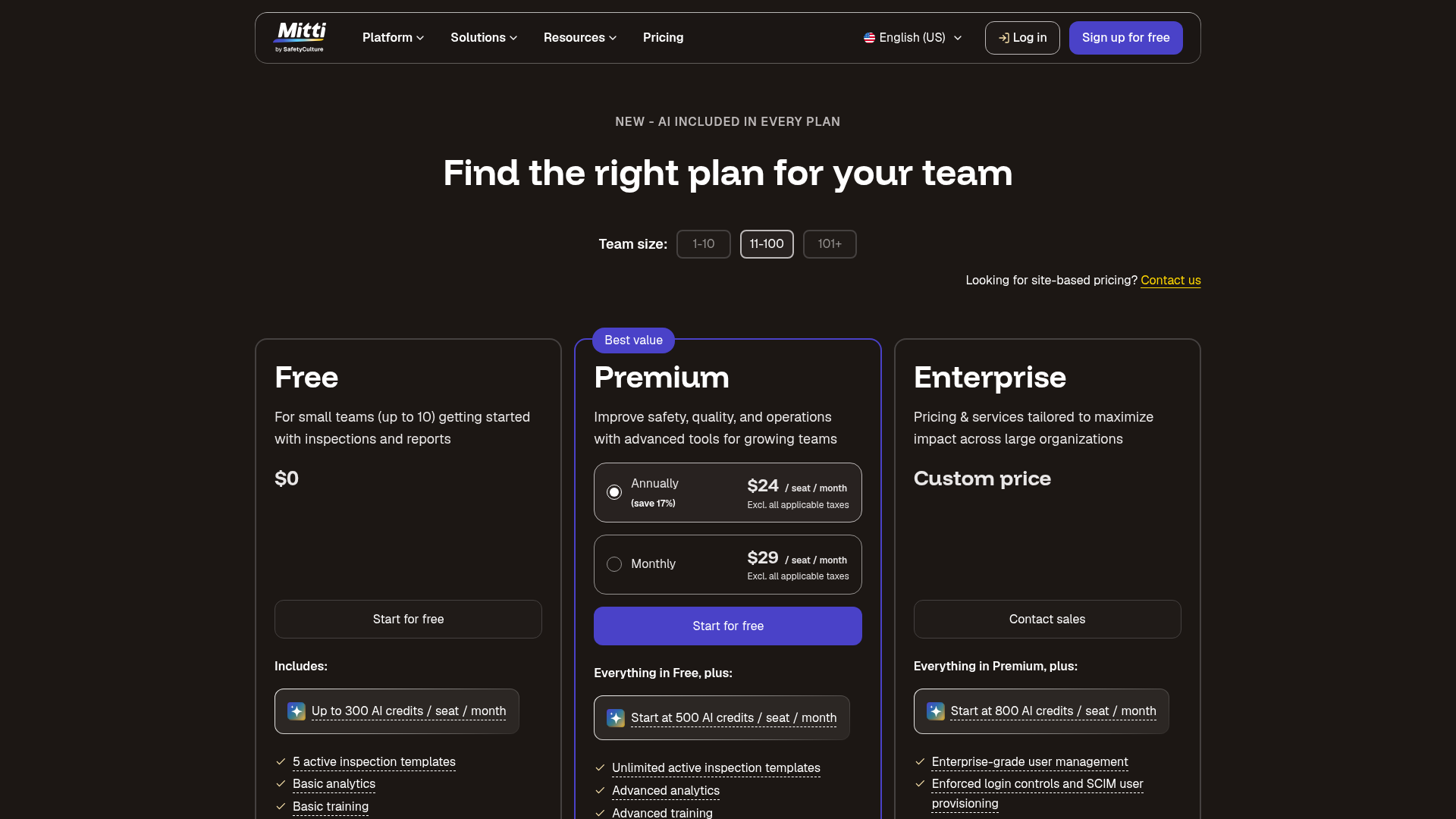 Mitti inspection and AI plan pricing