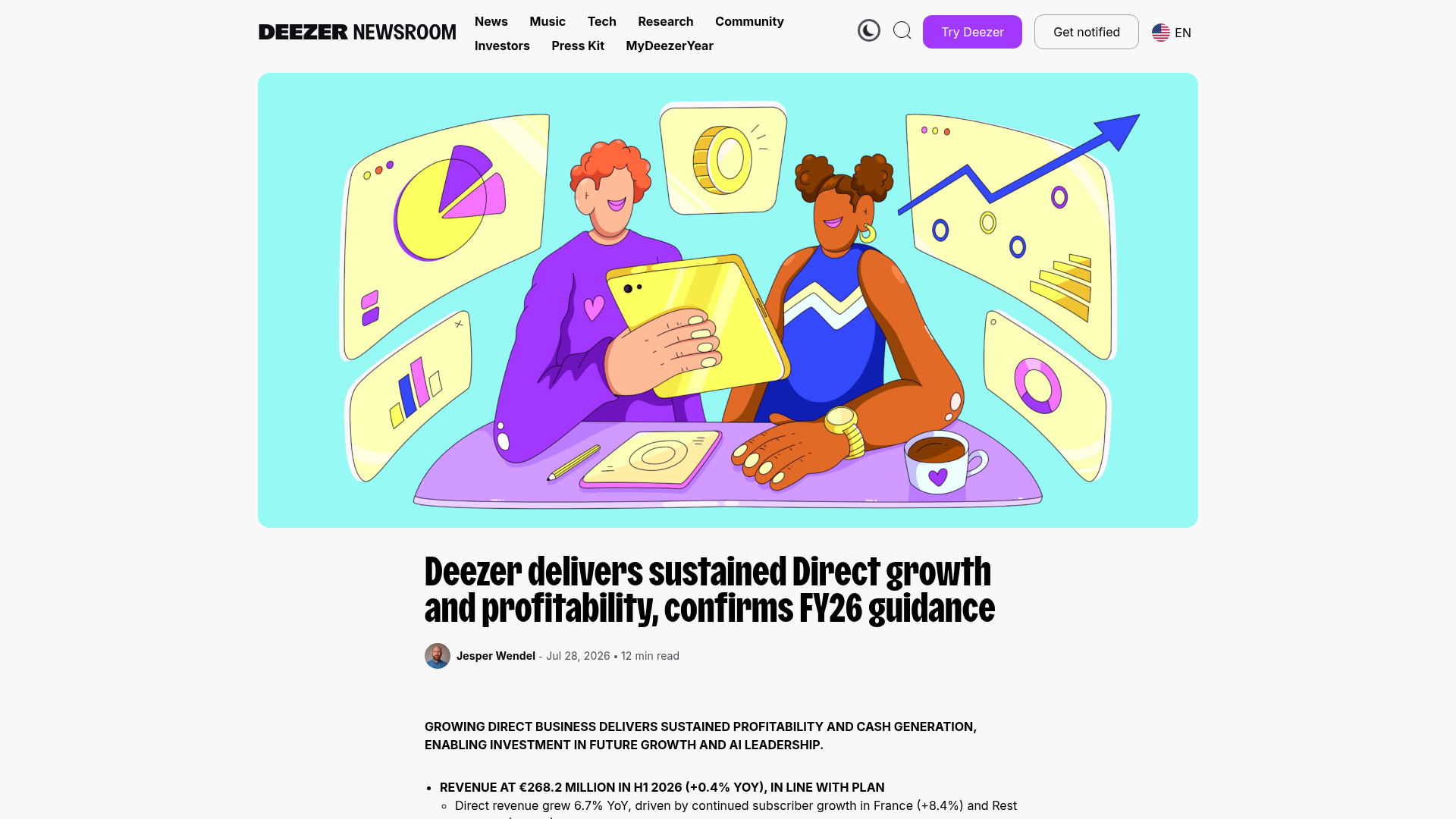 Deezer H1 2026 results reporting nearly 90,000 AI-generated tracks per day