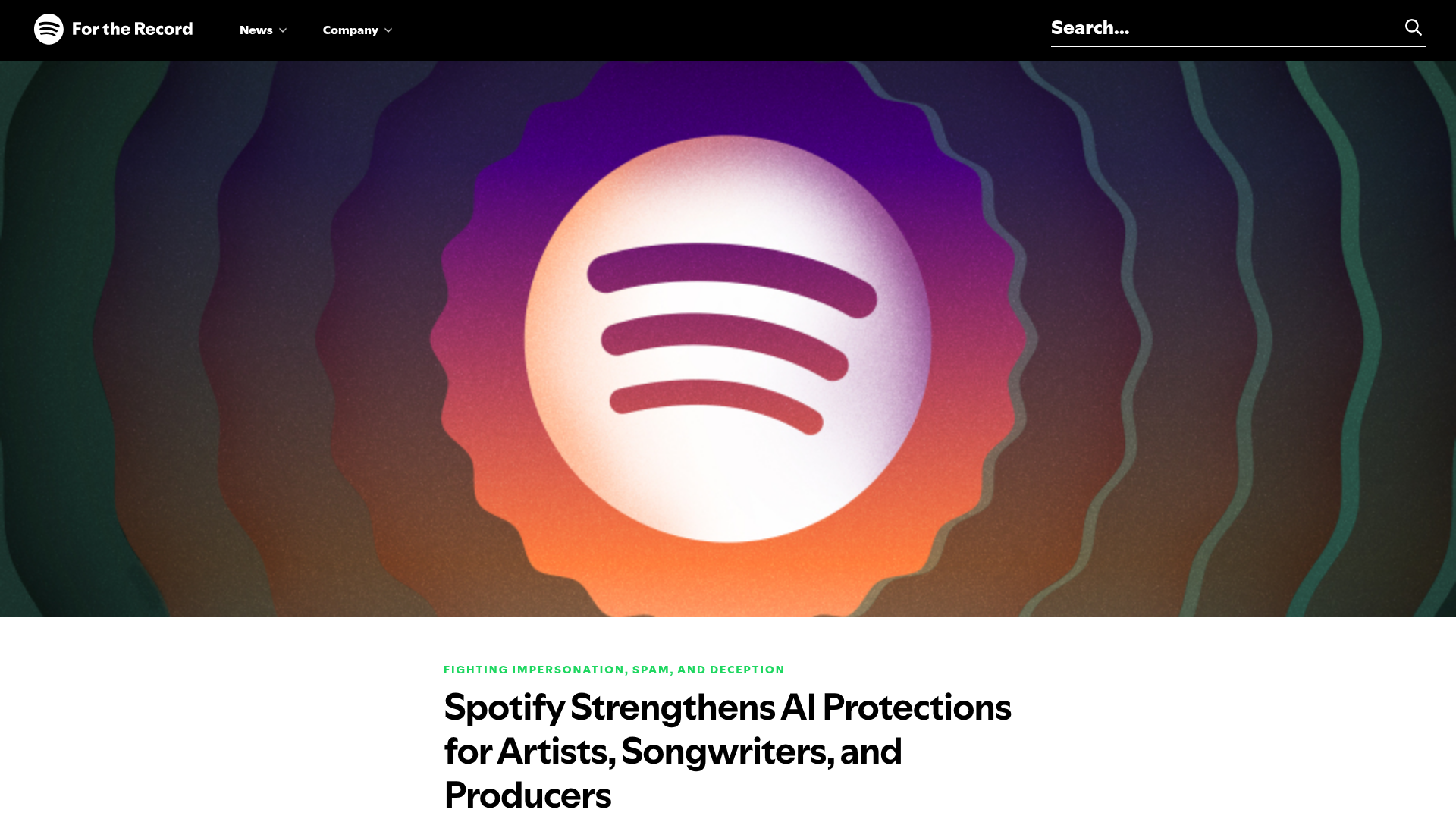 Spotify policy page describing mass uploads, duplicates, SEO hacks, and other music spam
