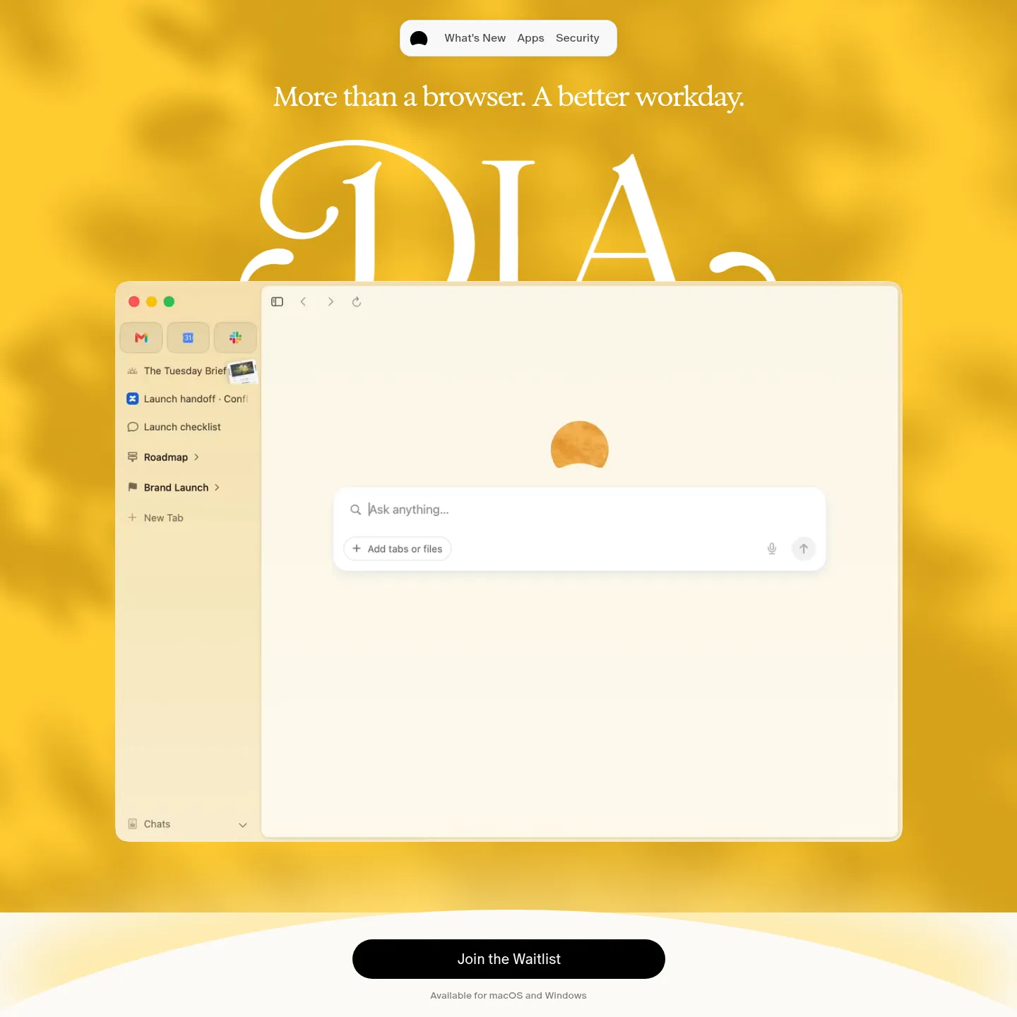Dia's product page showing profiles, split layouts and organized tabs