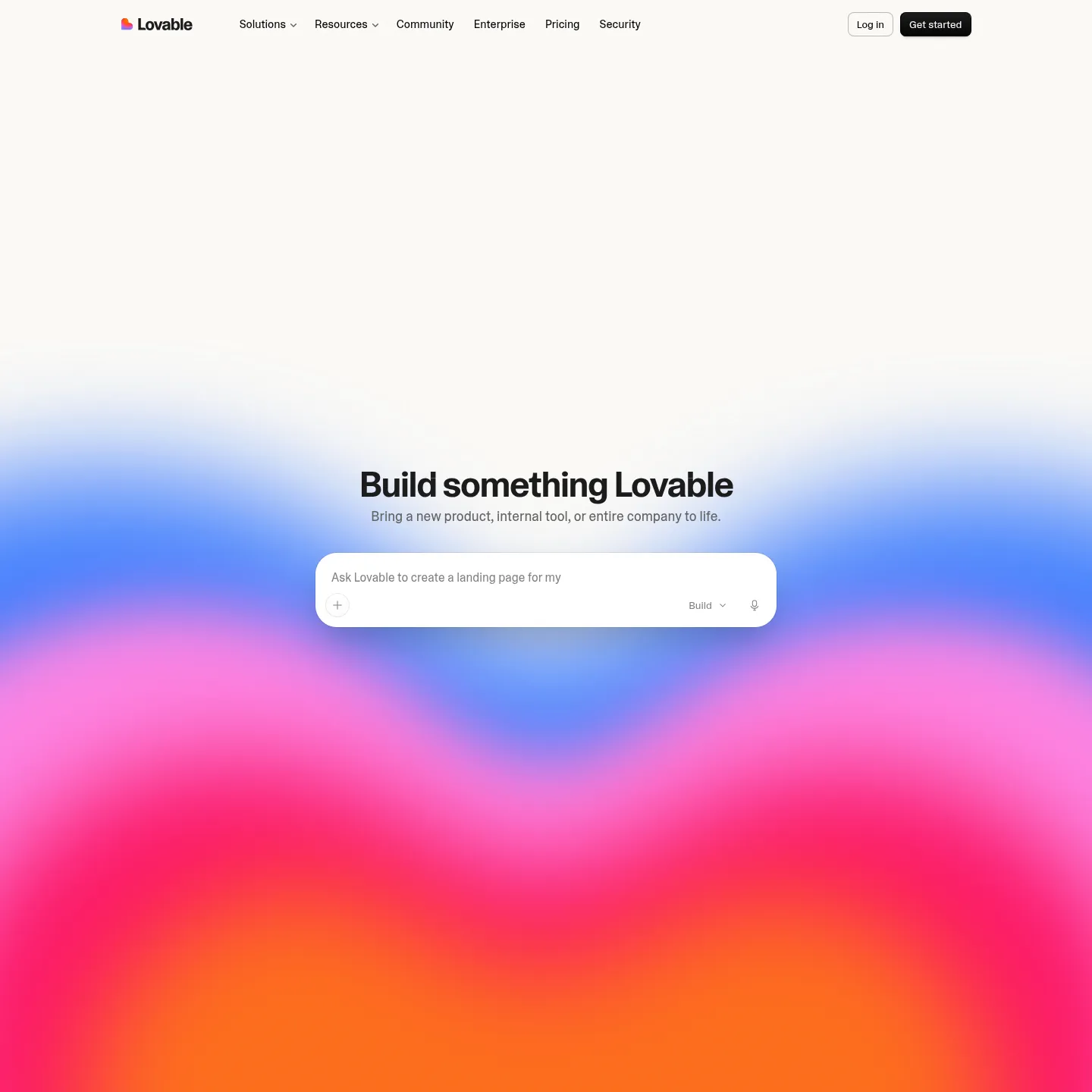 Lovable app builder homepage