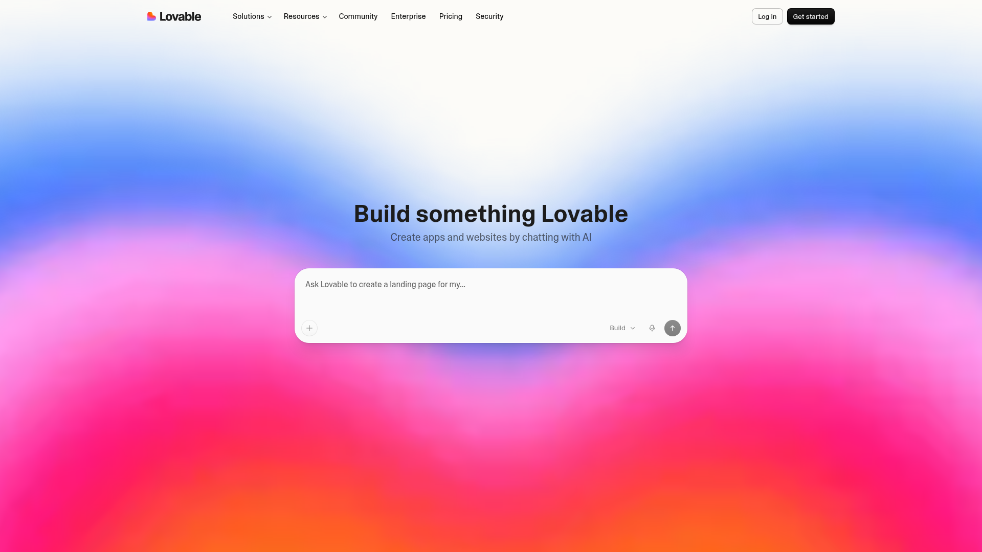 Lovable AI app builder homepage