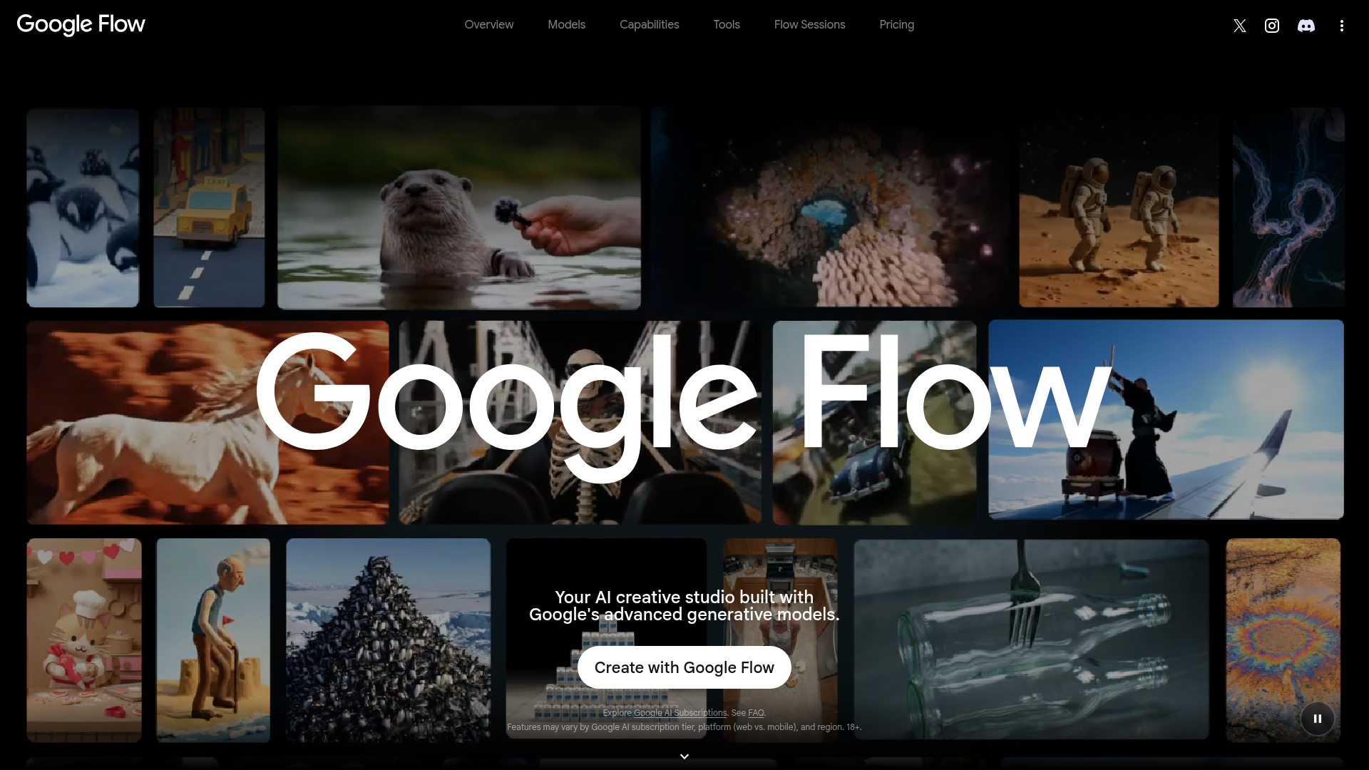 Google Flow filmmaking workspace for Veo video generation and 1080p upscaling