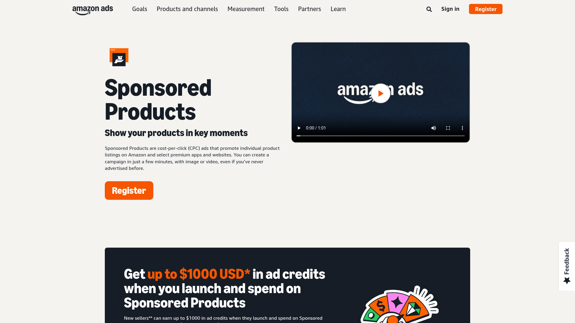 Amazon Sponsored Products advertising page