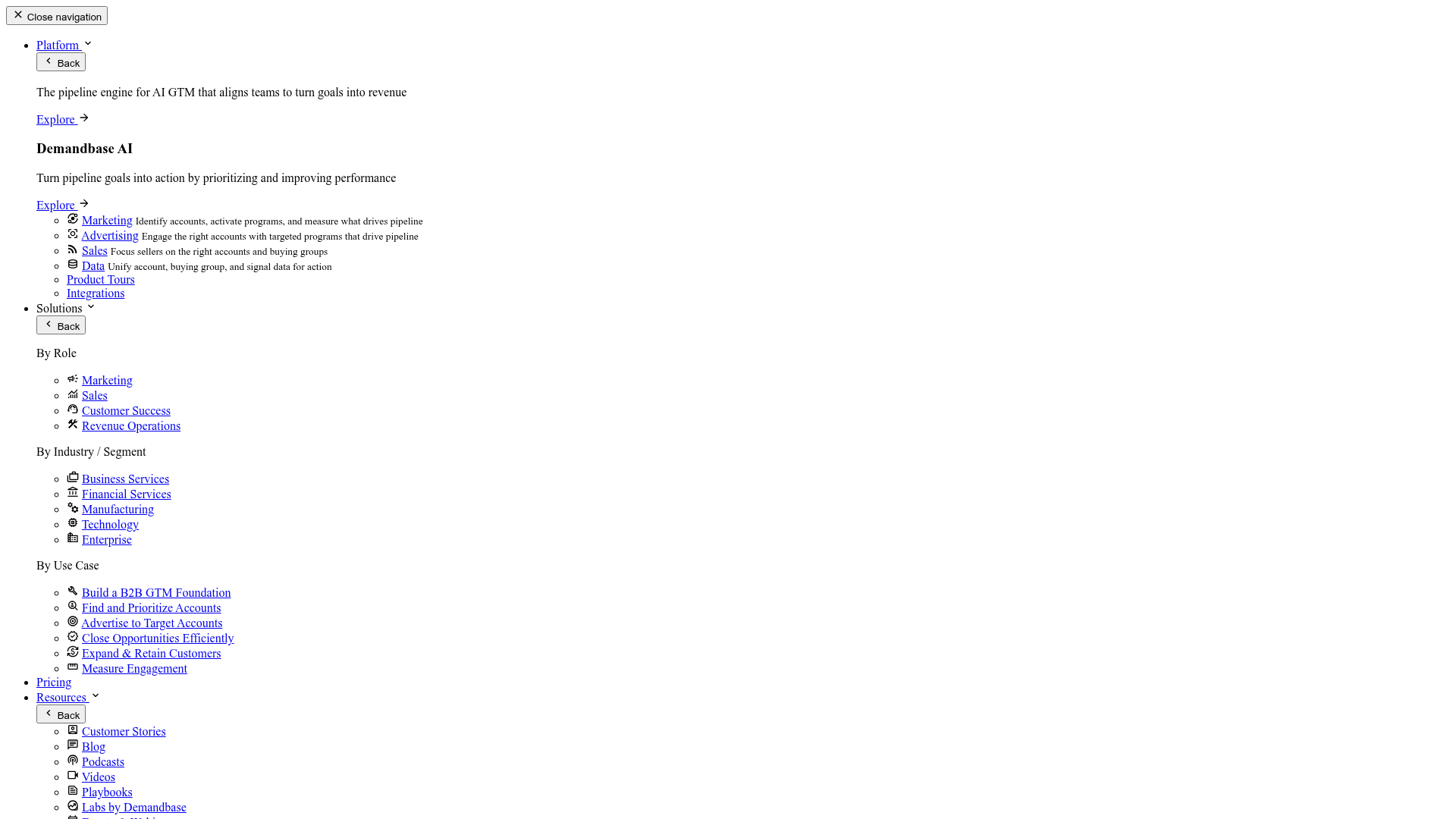 Demandbase account-based advertising platform page