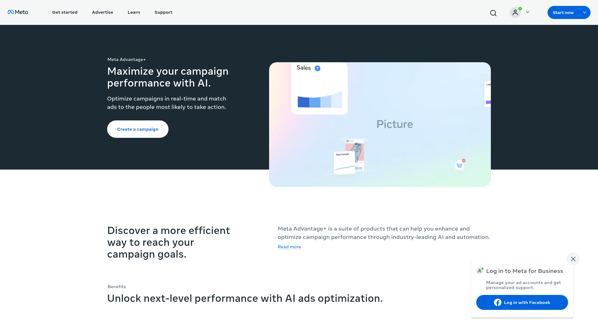 Meta Advantage Plus campaign automation page