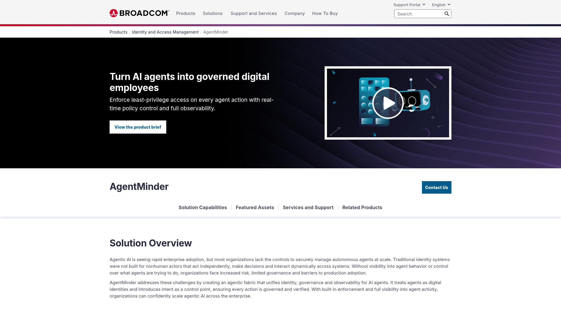 Broadcom AgentMinder product page