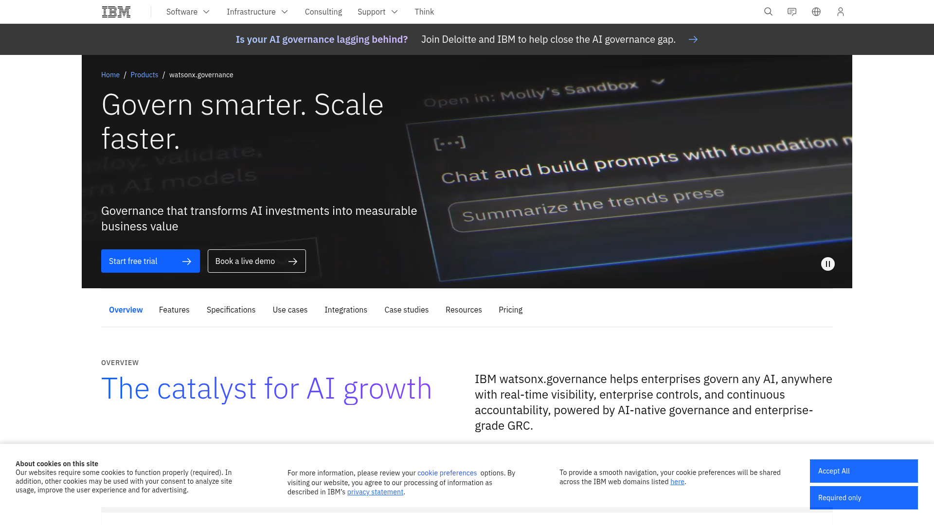 IBM watsonx.governance product page