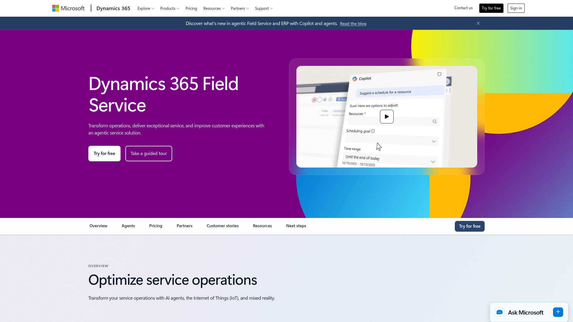 Microsoft Dynamics 365 Field Service Copilot interface