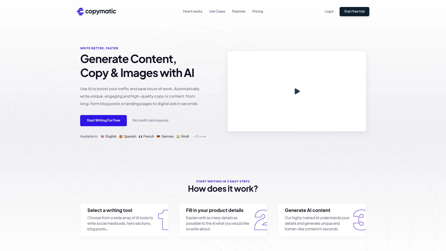 Copymatic homepage screenshot