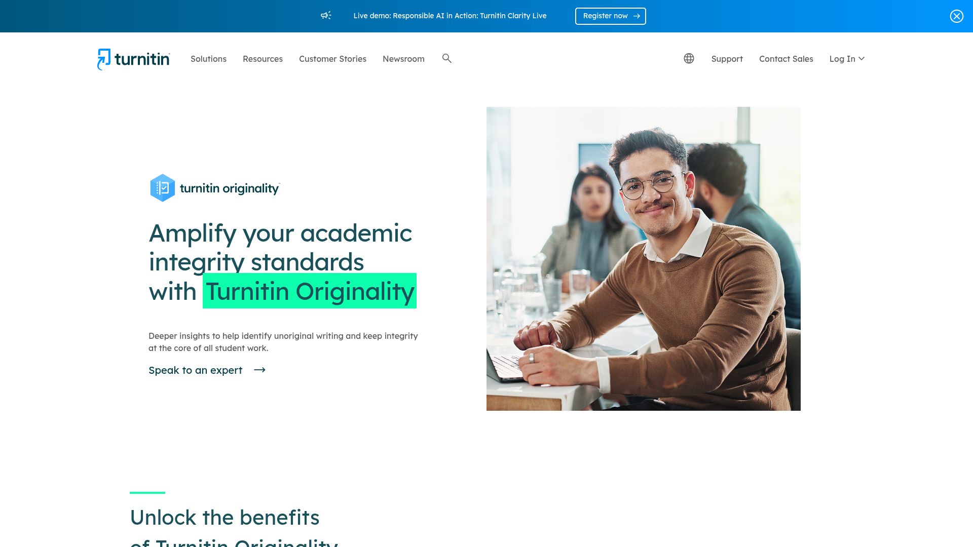 Turnitin Originality institutional product page
