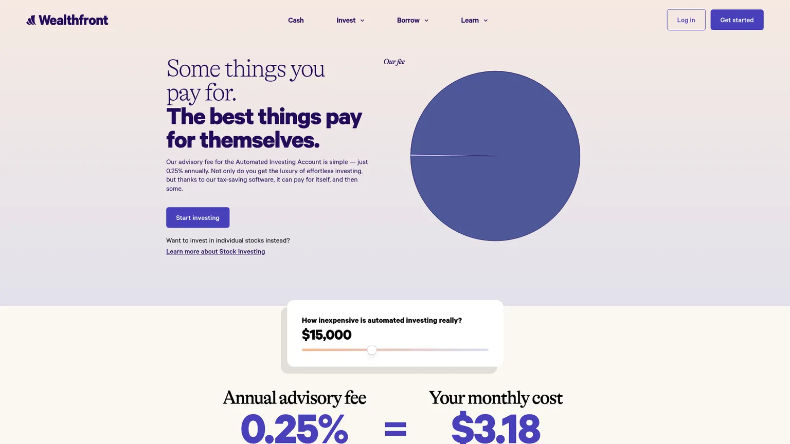 Wealthfront automated investing pricing