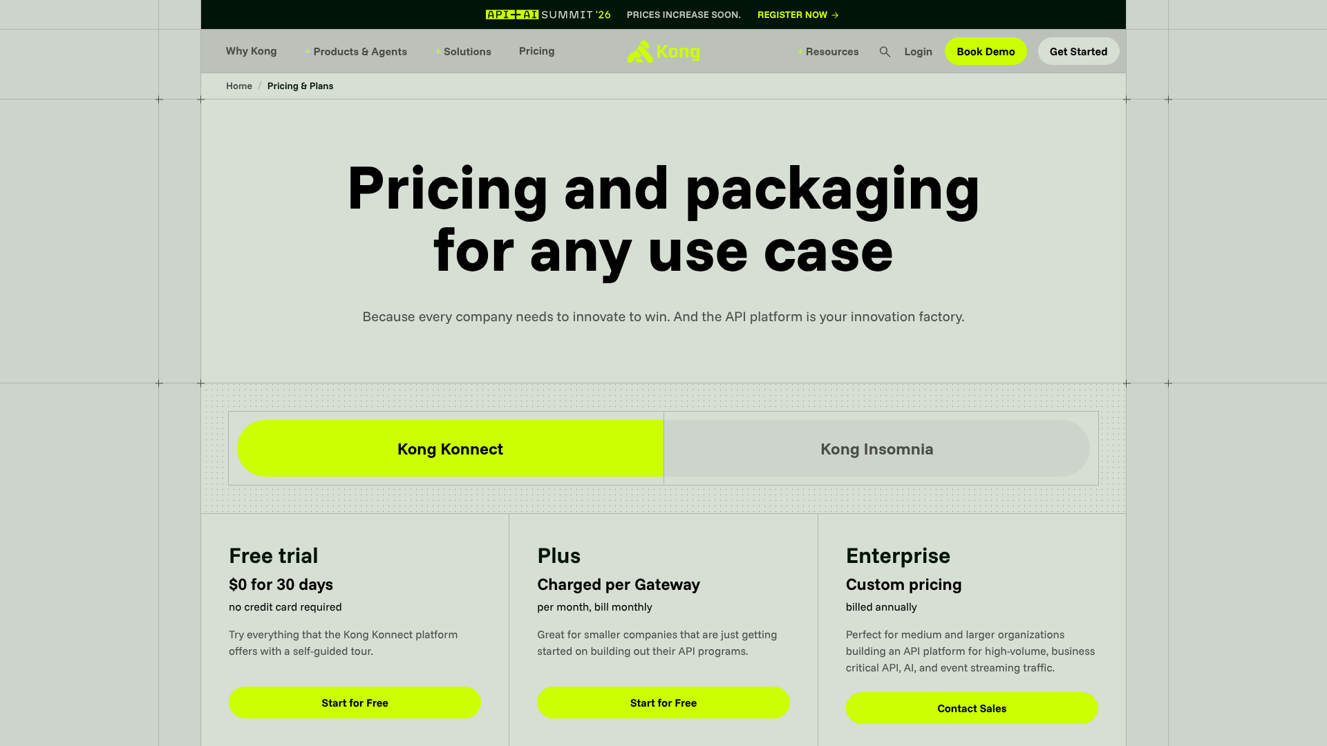 Kong Konnect and AI Gateway pricing