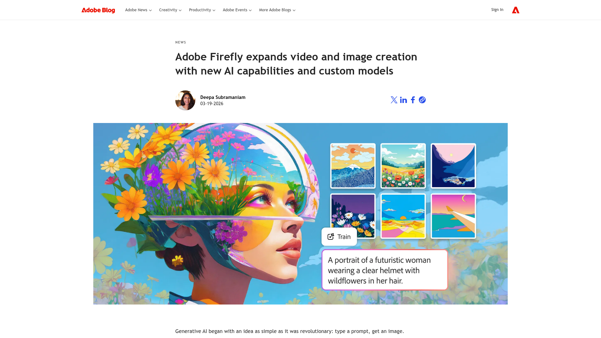 Adobe Firefly Custom Models page showing consistent branded styles