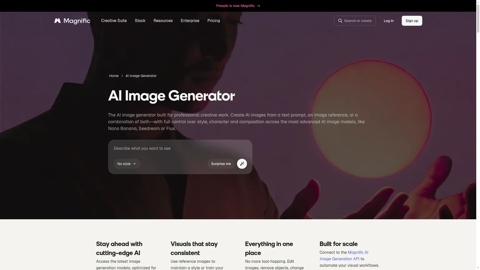 Freepik AI image generator screenshot