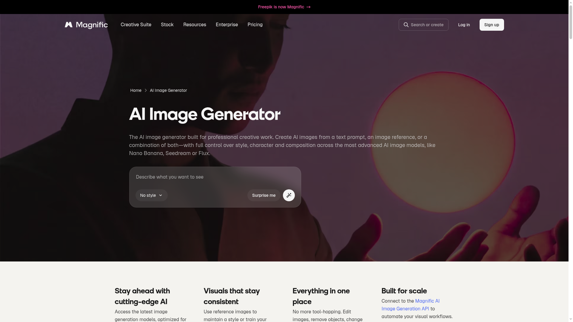 Freepik AI image generator screenshot