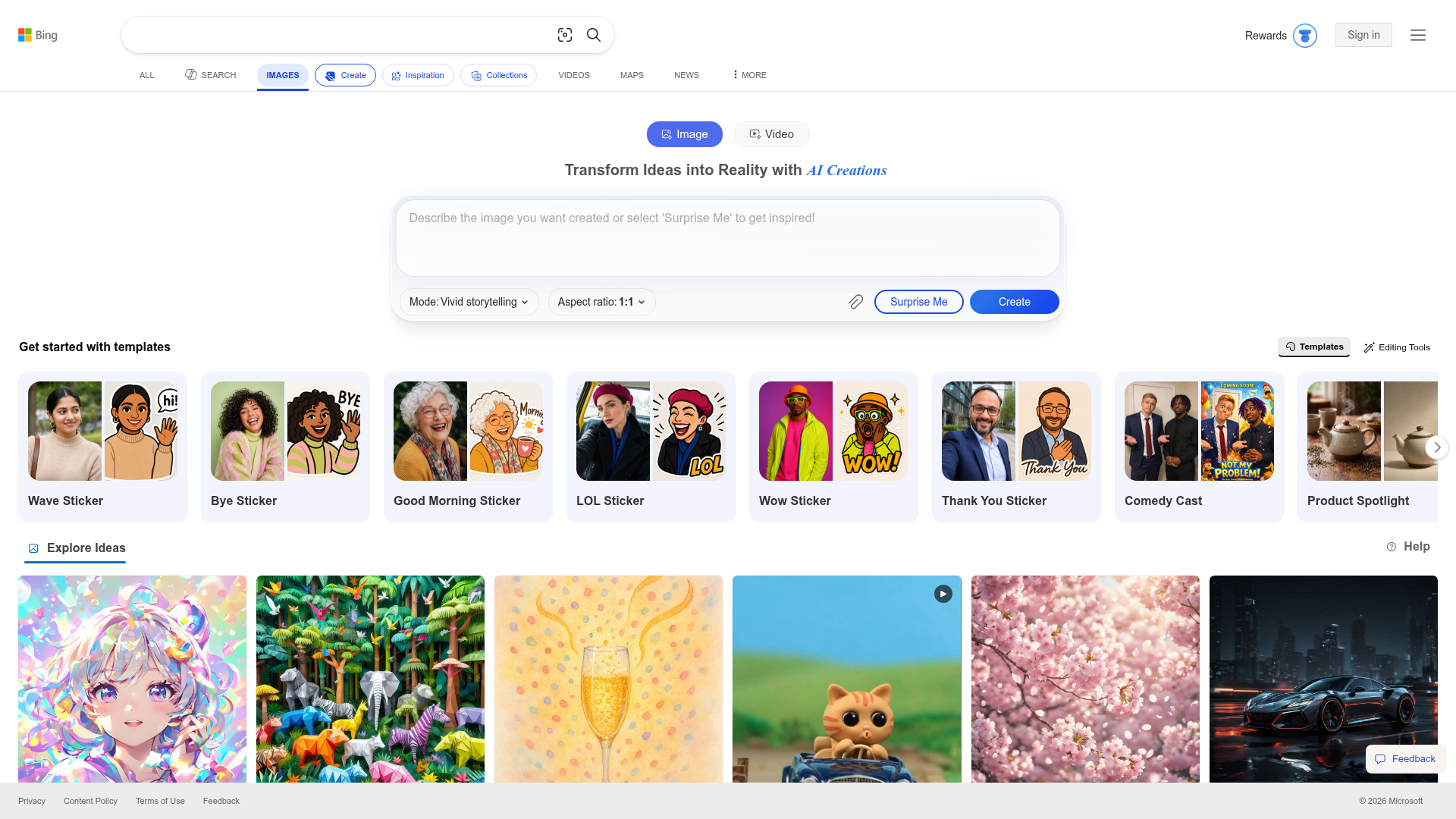 Microsoft Image Creator screenshot