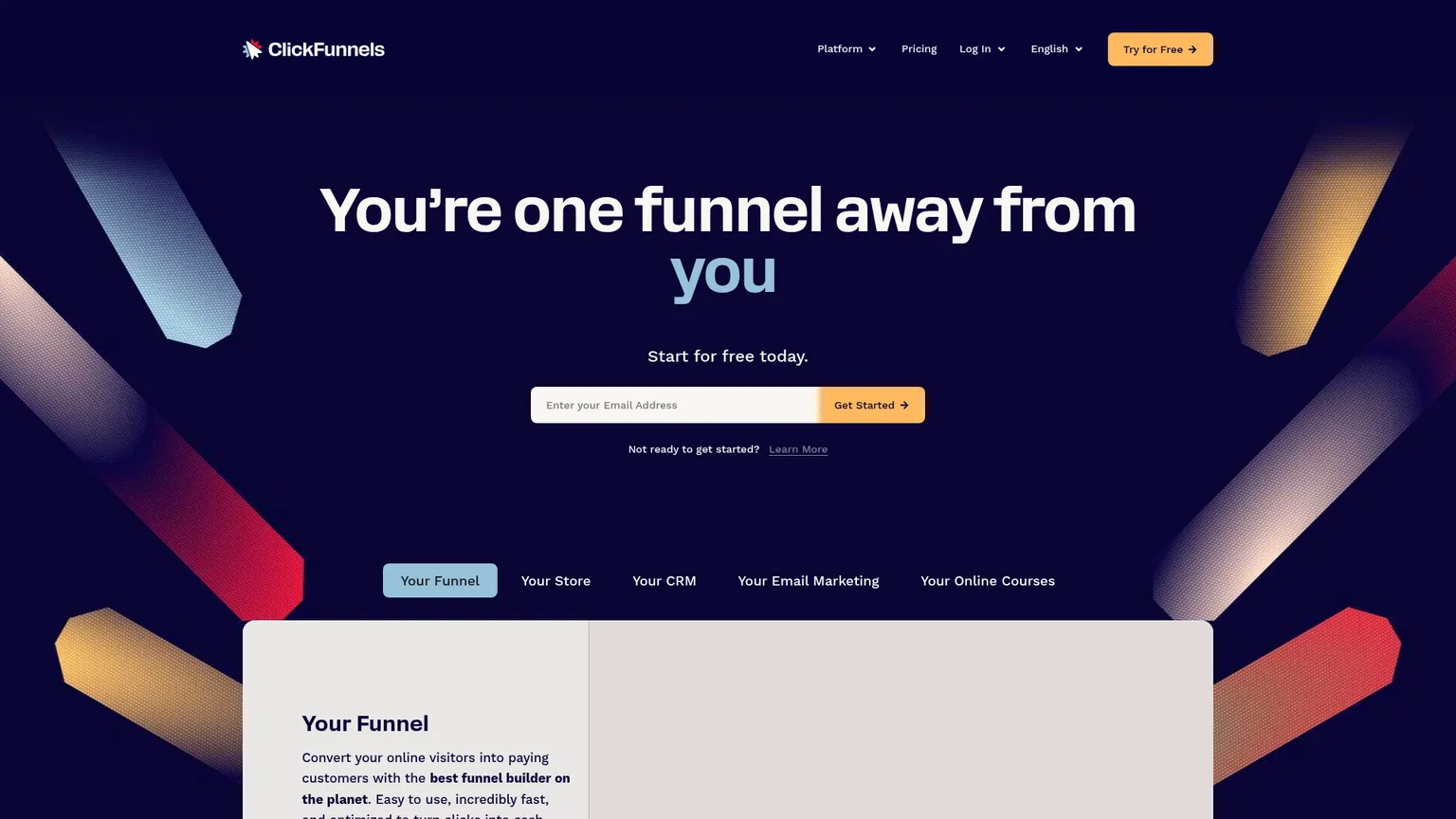 ClickFunnels funnel and landing page platform homepage