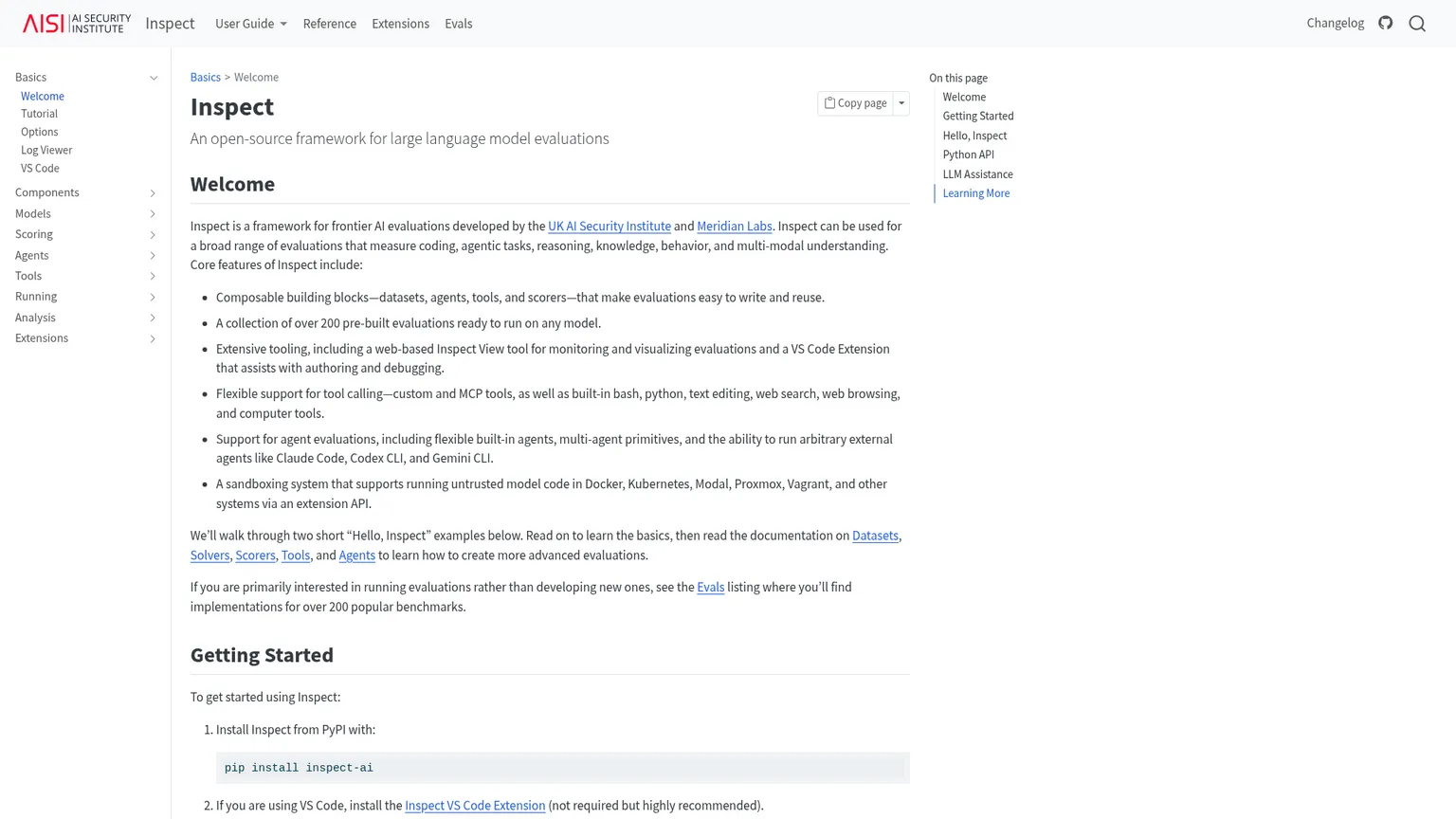 Inspect AI Open-Source-Modell-Evaluierungs-Framework Dokumentation