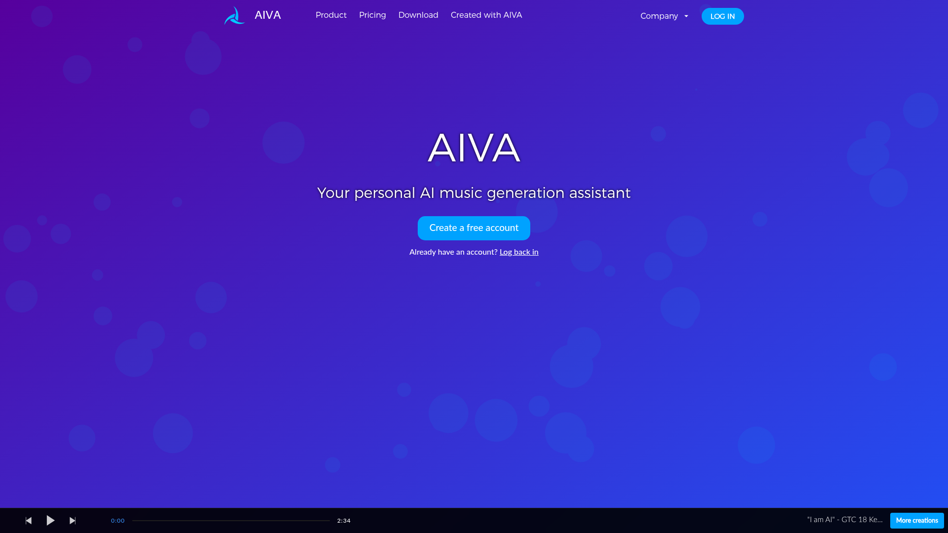 AIVA AI music generation assistant with style, influence, editing, MIDI, and audio workflows
