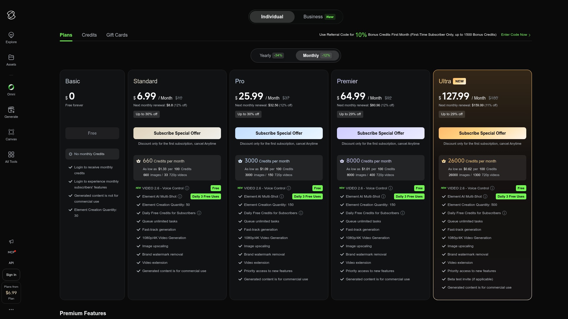 Kling AI membership plans