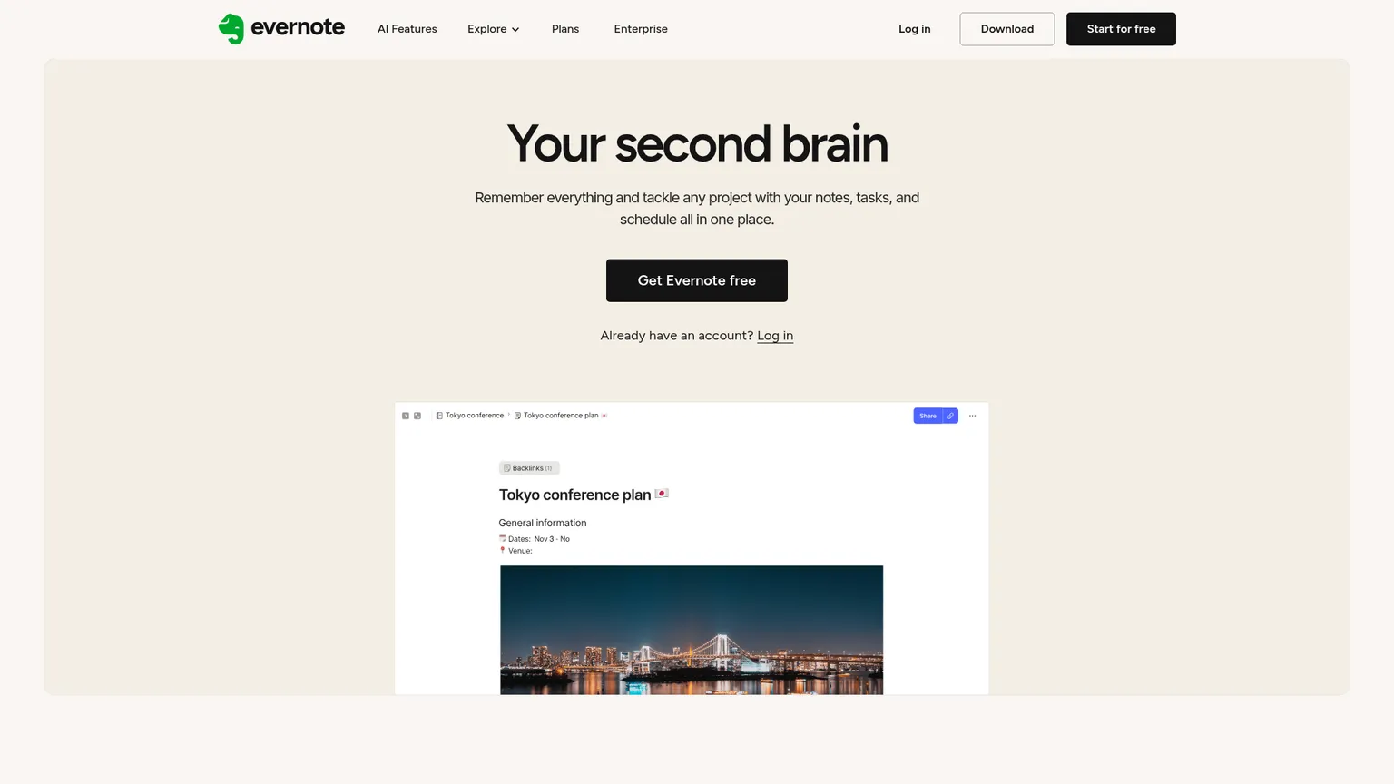 Evernote web clipping and archive screenshot