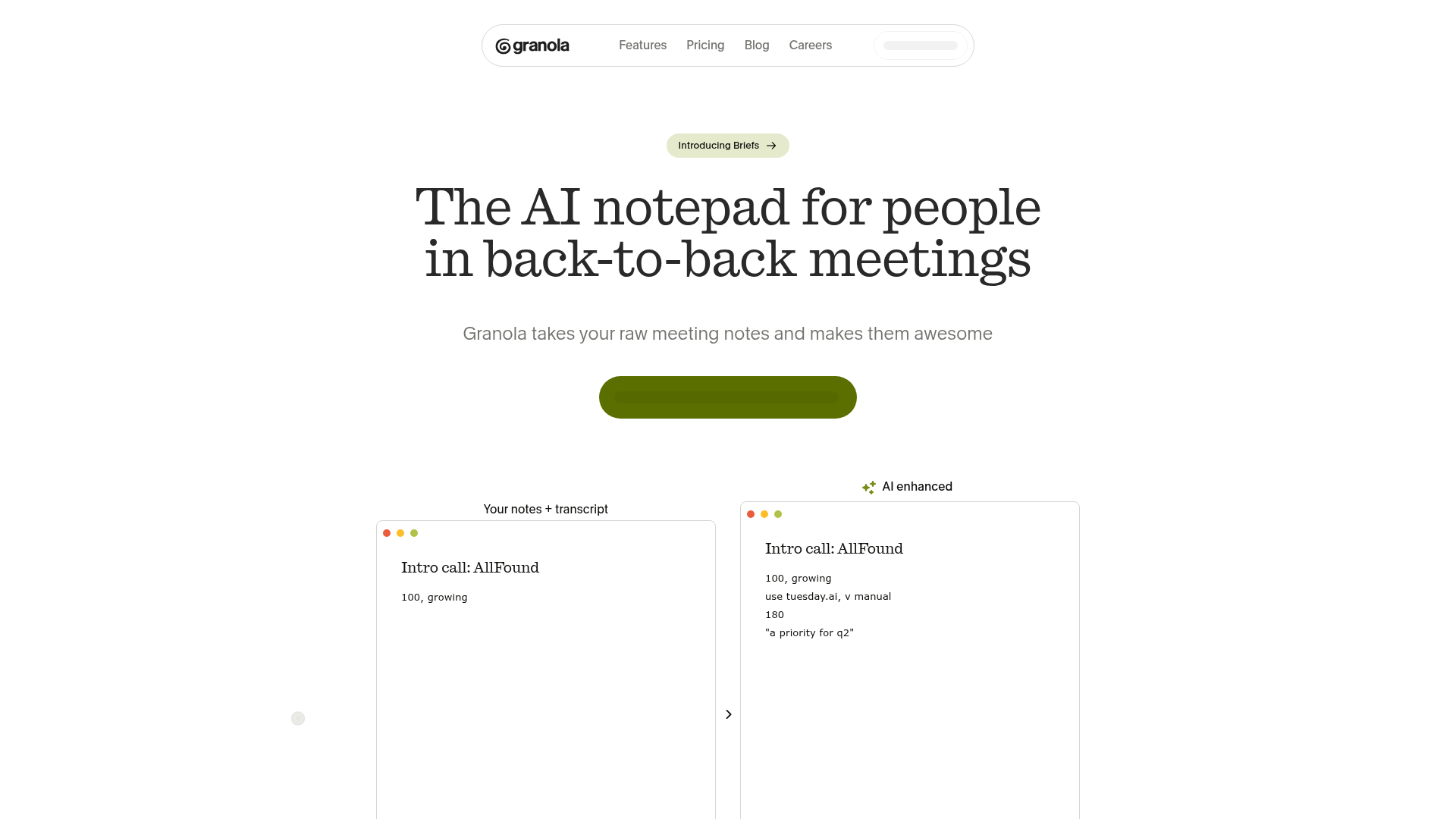 Granola meeting notes screenshot