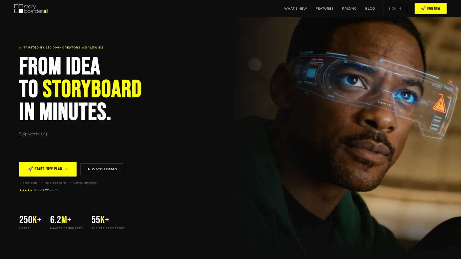 واجهة Storyboarder.ai لإنشاء السيناريو وقوائم اللقطات ولوحات القصة والأنيماتيك