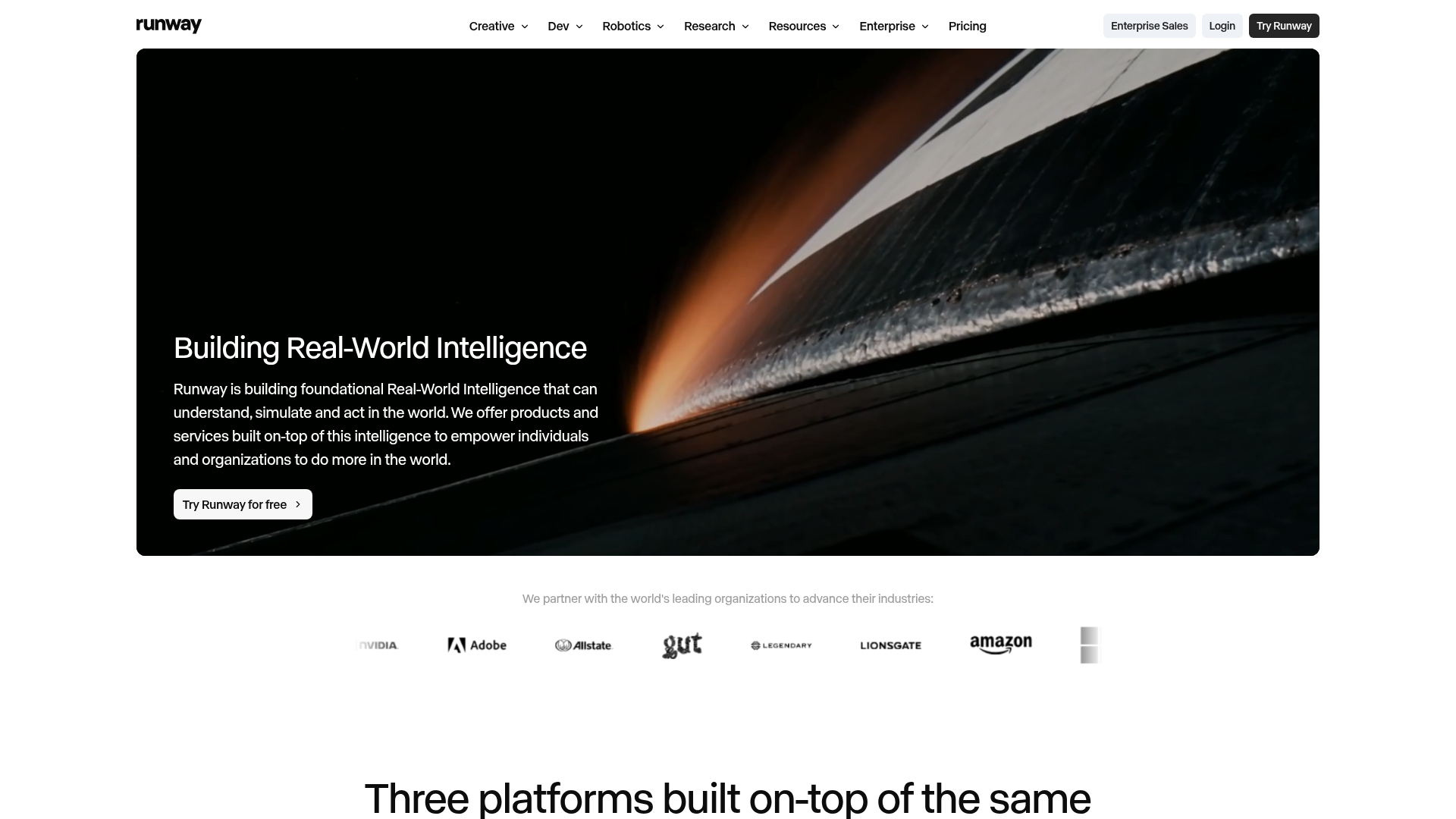 Runway creative AI workspace for video generation and Story Panels