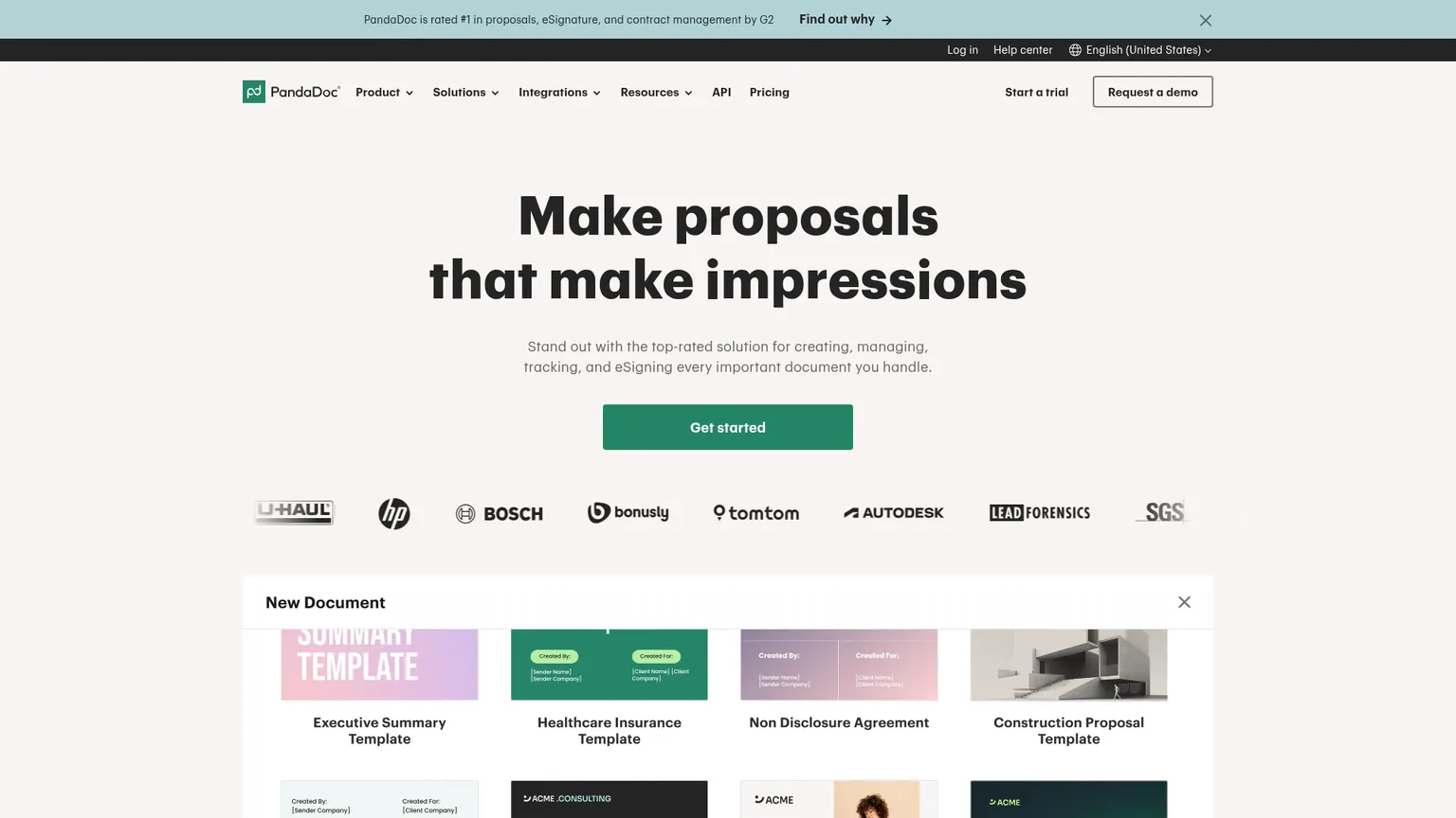 PandaDoc homepage screenshot