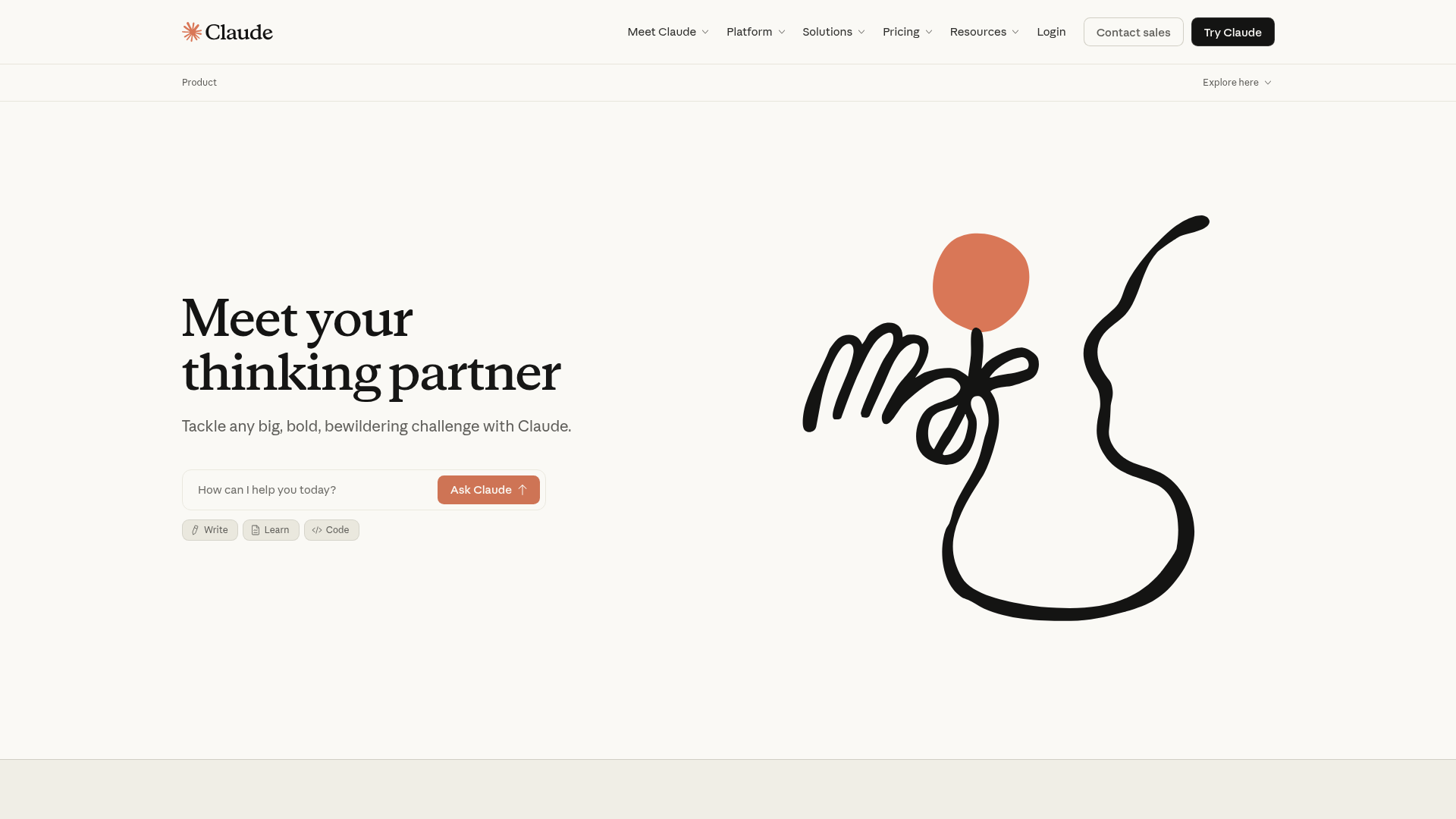 Anthropic Claude homepage screenshot