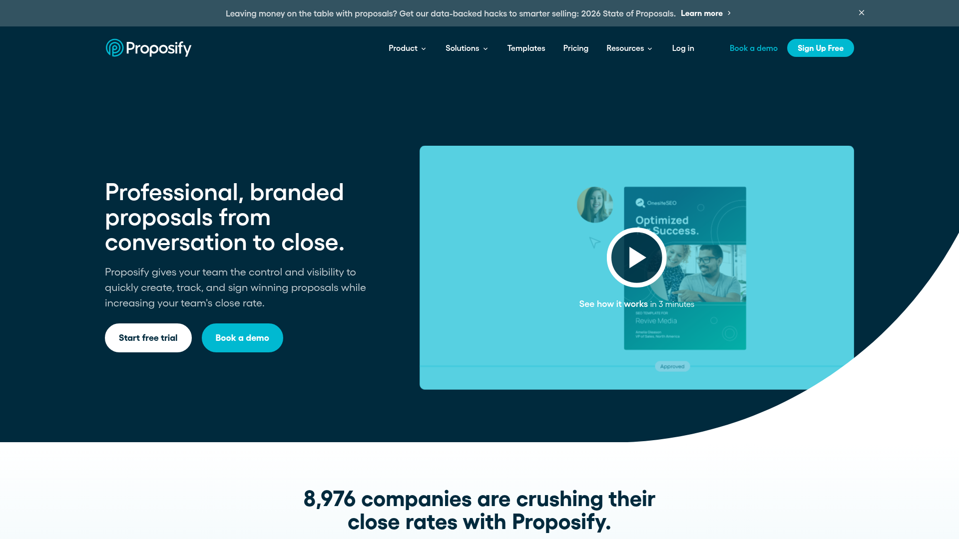 Proposify homepage screenshot
