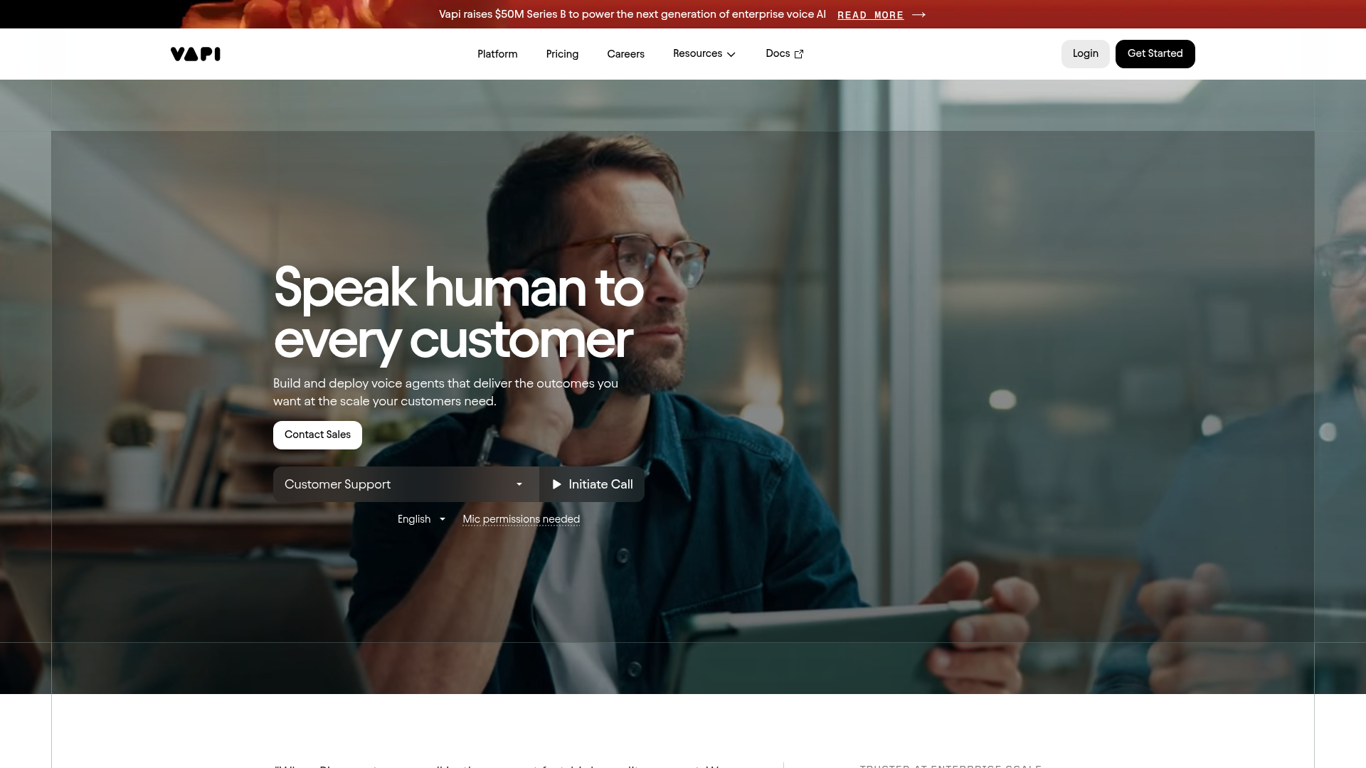 Vapi voice AI platform pricing screenshot