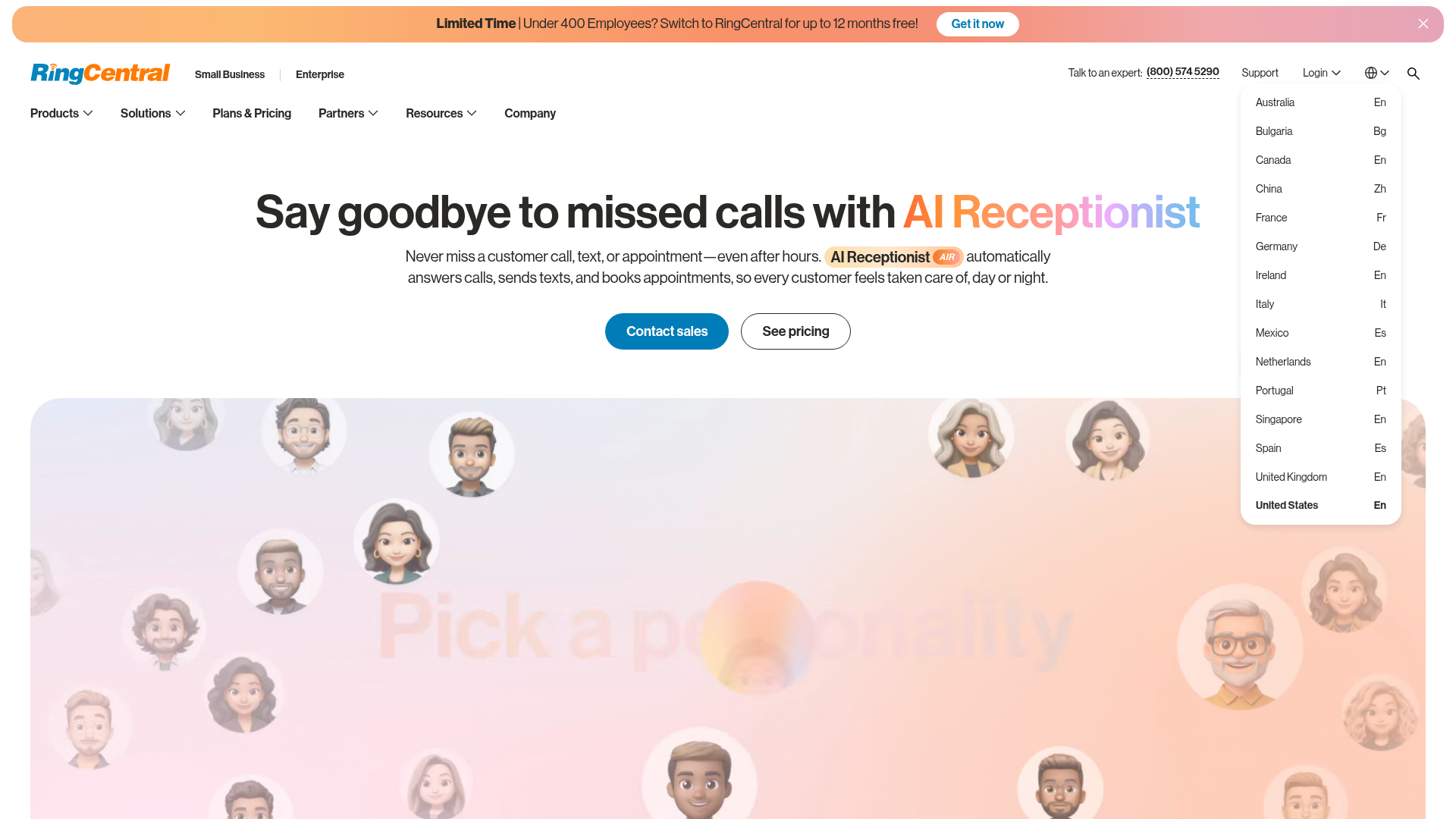 RingCentral AI Receptionist screenshot