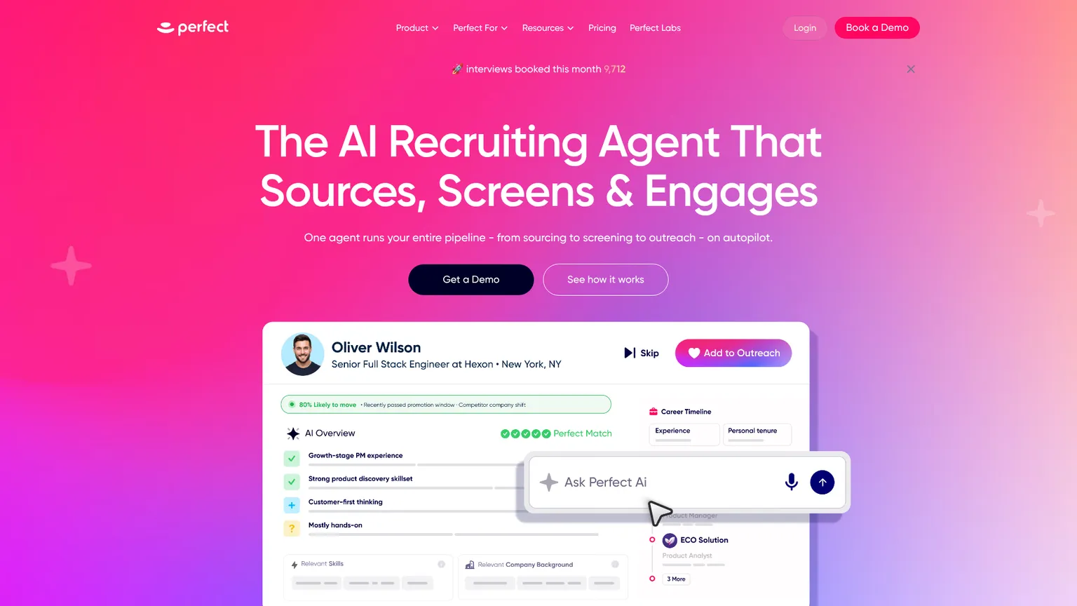 GoPerfect autonomous recruiting agent screenshot