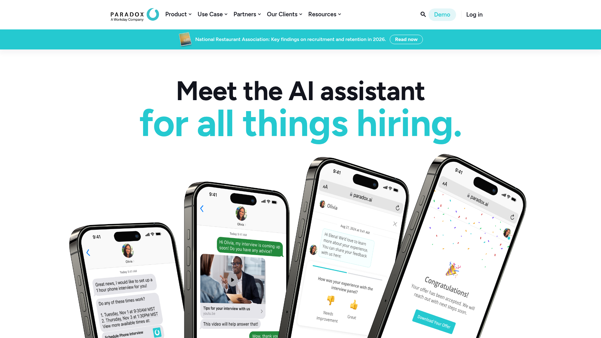 Paradox Olivia conversational hiring screenshot