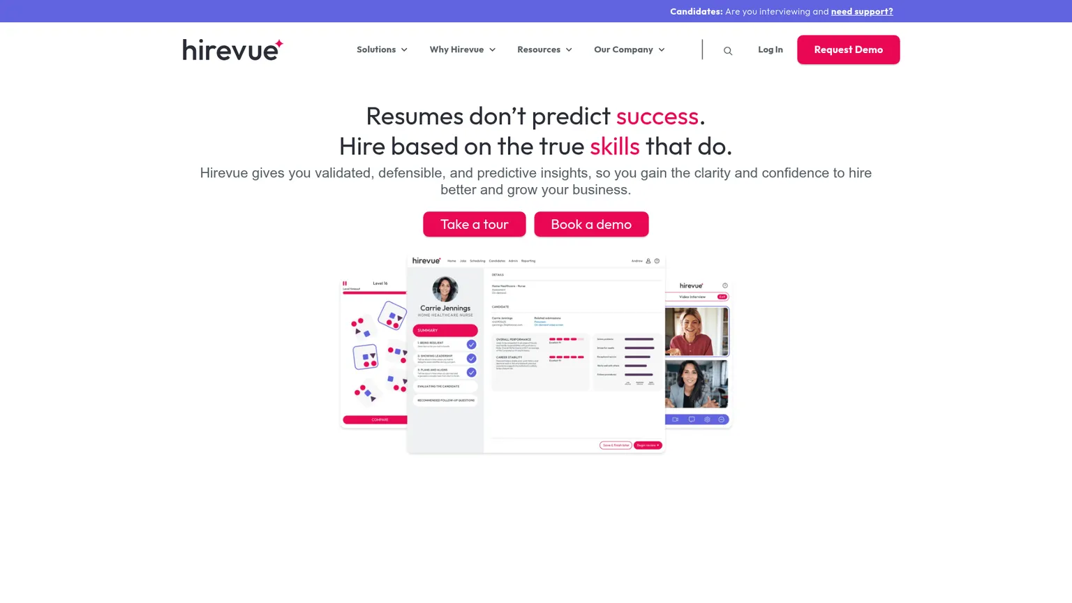 HireVue video interview screenshot