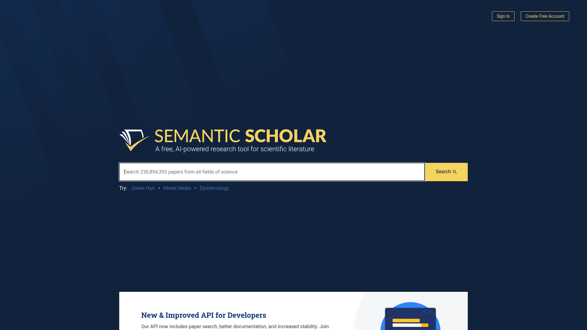 Semantic Scholar academic search interface