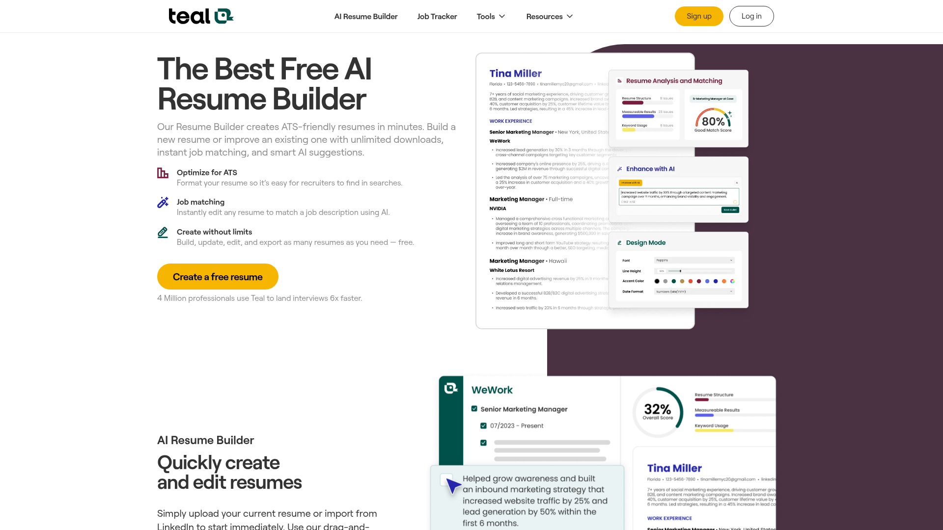 Teal AI resume builder and job tracker