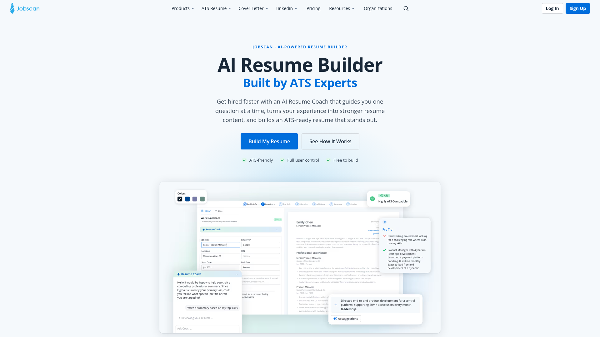 Jobscan ATS resume scanner and AI resume builder