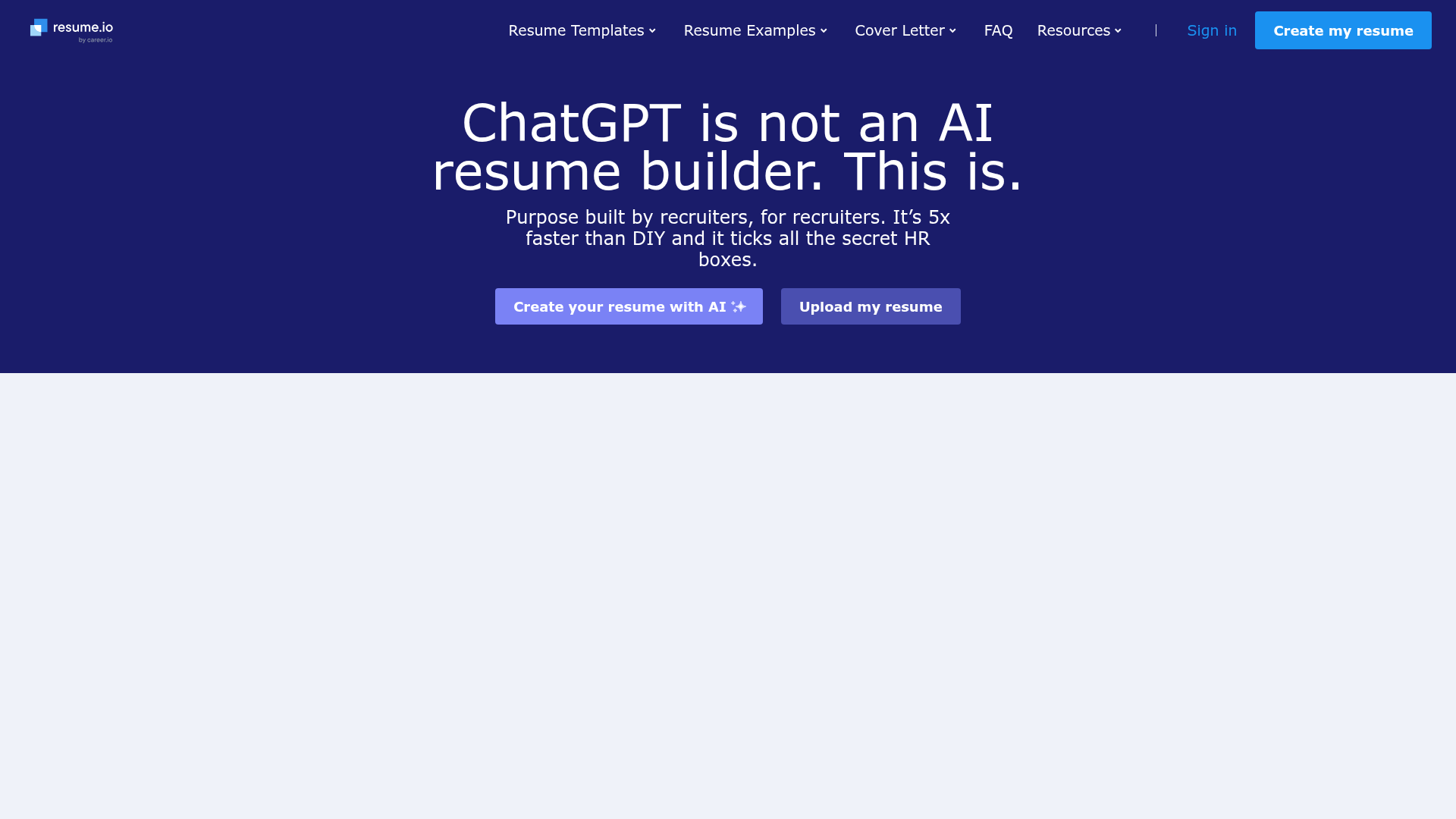 Resume.io AI resume builder with scoring and keyword suggestions