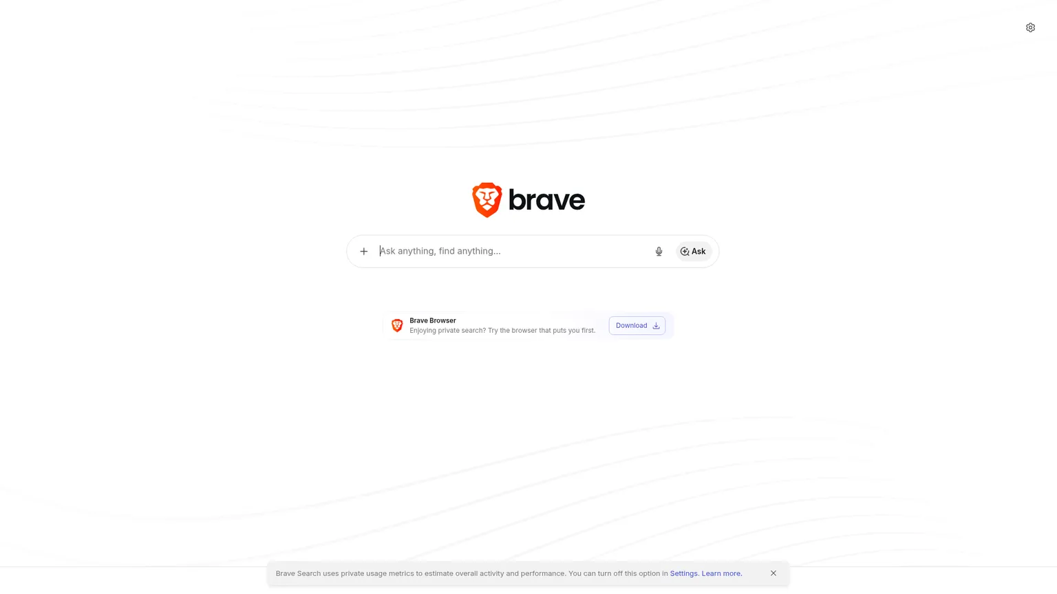 Interfaz de búsqueda privada de Brave Search