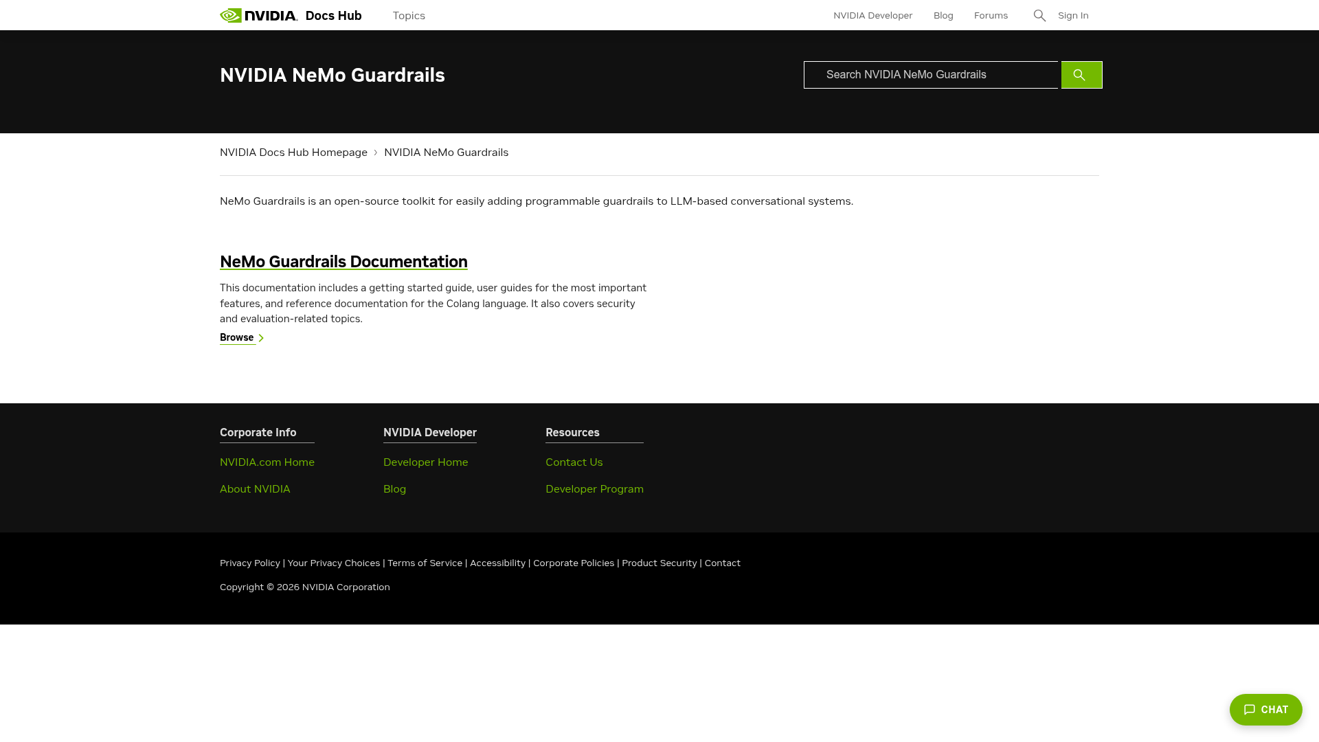 NVIDIA NeMo Guardrails documentation homepage