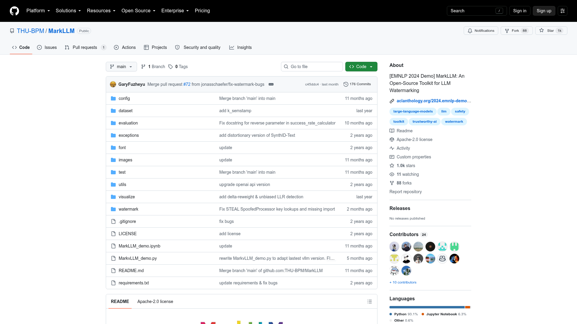 MarkLLM open-source repository and documentation