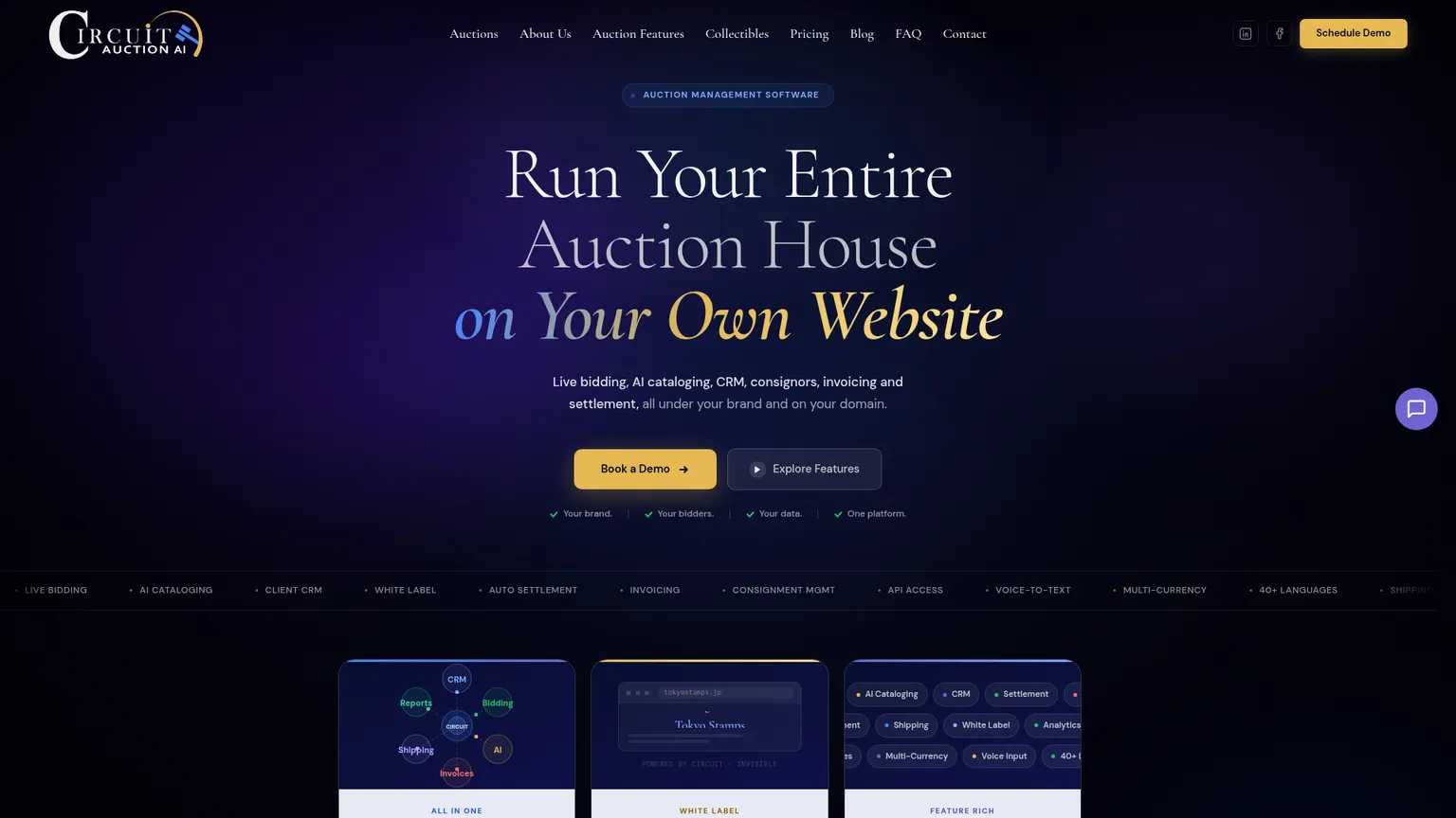 Circuit Auction all-in-one auction management software homepage