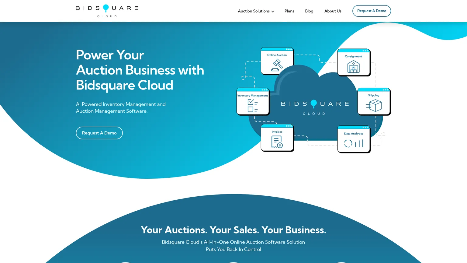 Bidsquare Cloud all-in-one auction software homepage