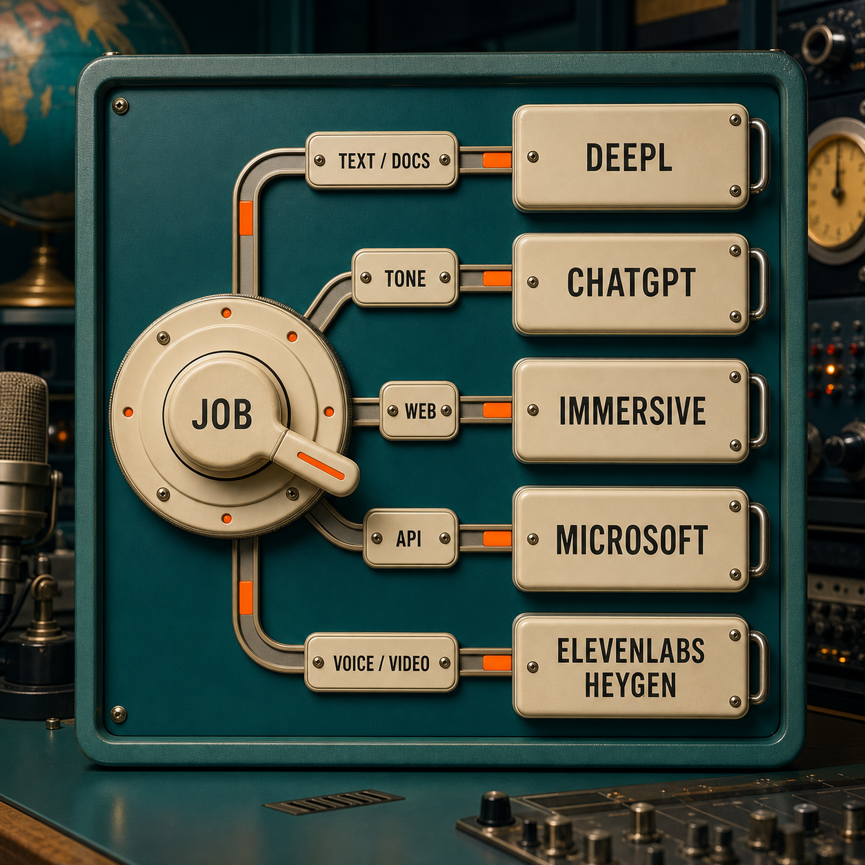 Decision flow routing translation jobs to the right AI translator